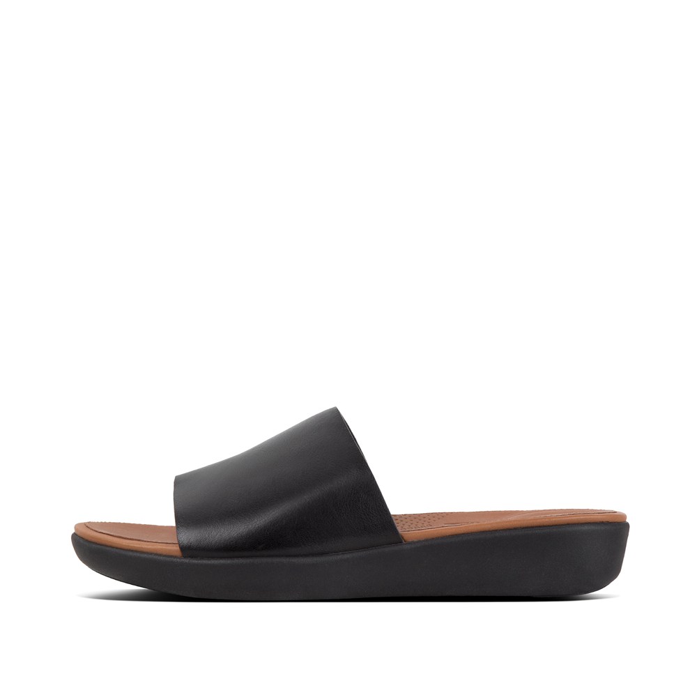 Fitflop Womens Slides Black - Sola Leather - UD4793512